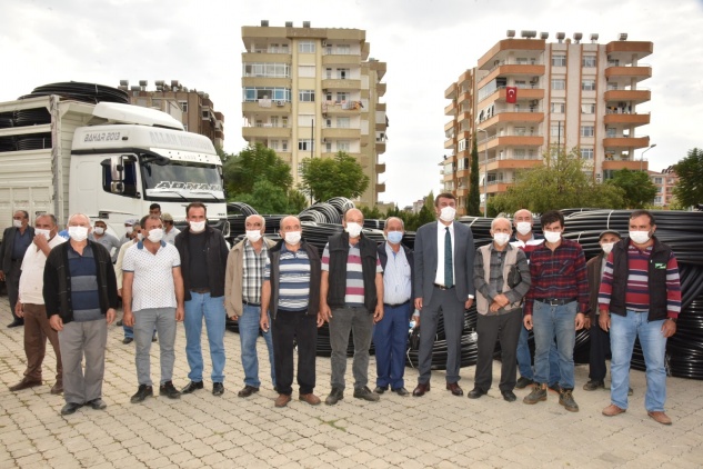 Çiftçilere 50 bin metre sulama borusu verildi