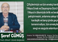 A. ŞEREF GÜMÜŞ’TEN 1 MAYIS MESAJI