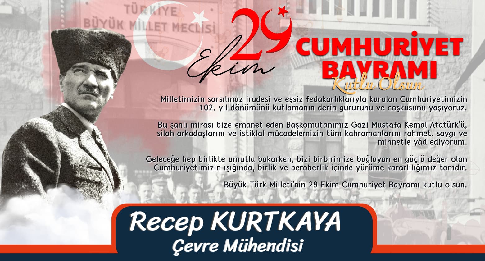 Çevre Mühendisi Recep 102. yıl dönümünü kutlamanın derin gururunu ve coşkusunu yaşıyoruz.