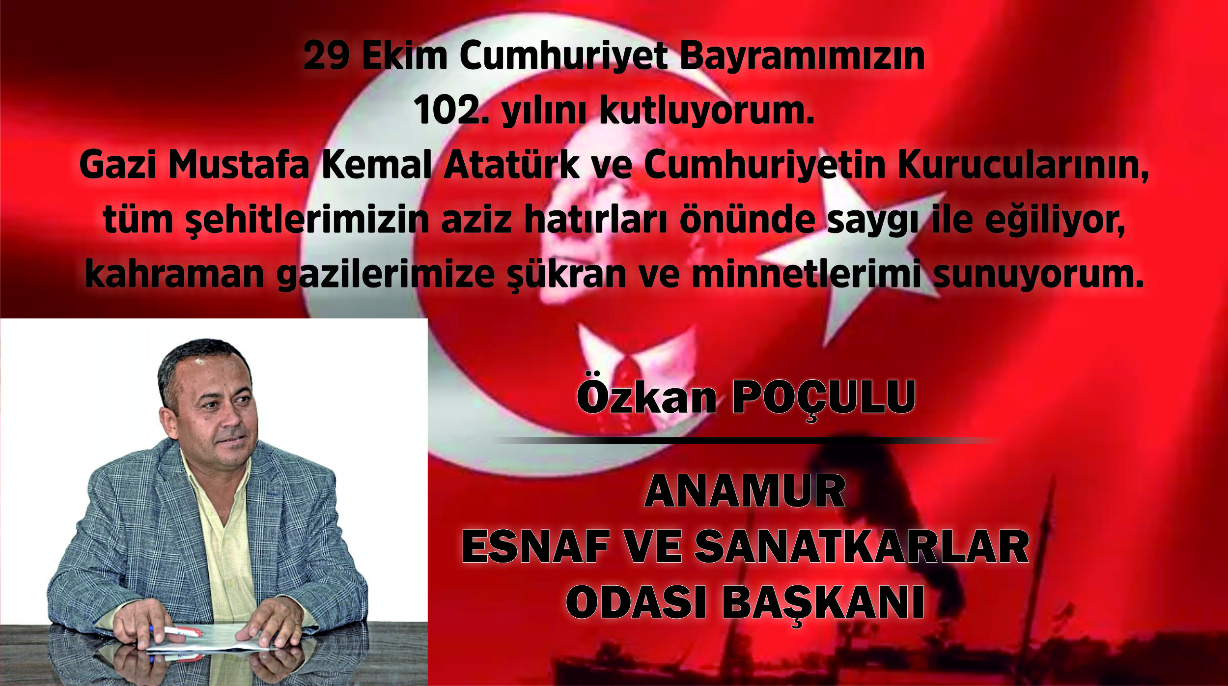 Başkan Özkan Poçulu’dan 29 Ekim Cumhuriyet Bayramı mesajı