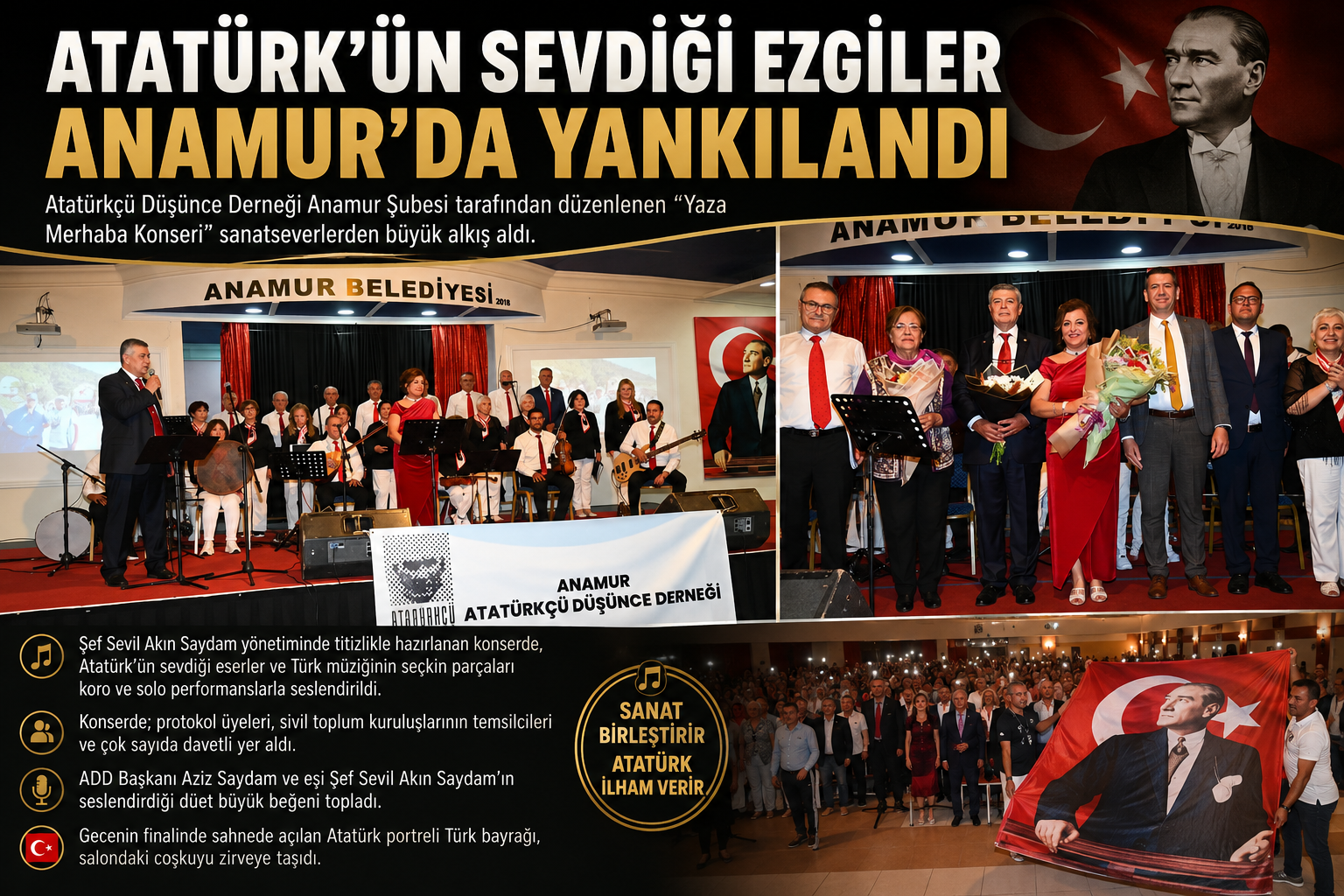ATATÜRK’ÜN SEVDİĞİ EZGİLER ANAMUR’DA YANKILANDI