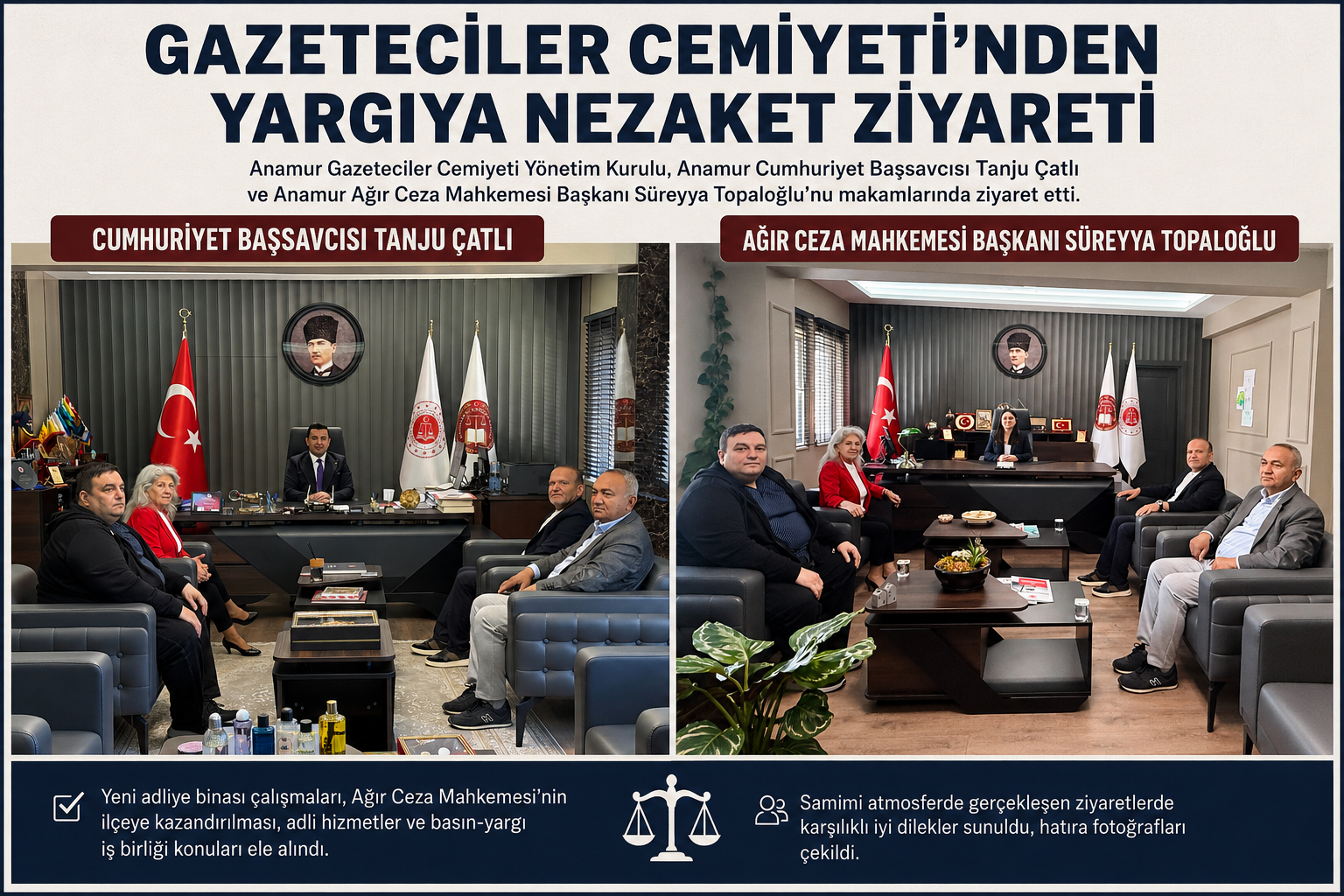 GAZETECİLER CEMİYETİ’NDEN YARGIYA NEZAKET ZİYARETİ
