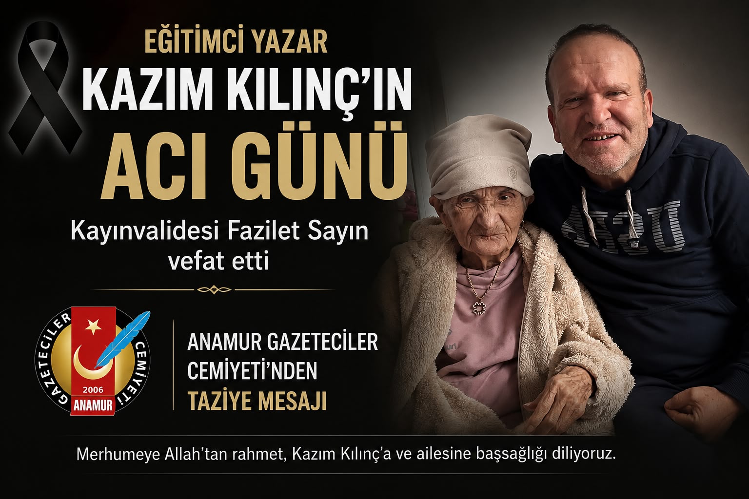Anamur Gazeteciler Cemiyeti’nden Taziye Mesajı