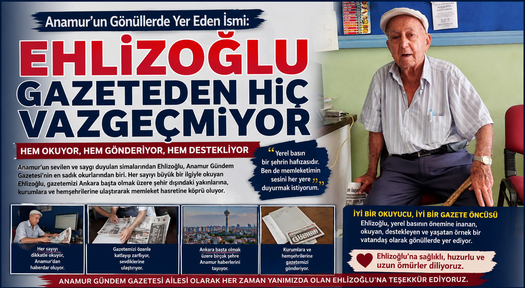 Anamur’un Gönüllerde Yer Eden İsmi: Ehlizoğlu Gazeteden Hiç Vazgeçmiyor