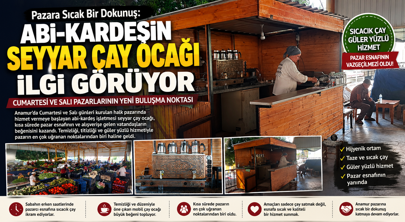 Pazarın Yeni Lezzet Durağı: Seyyar Çay Ocağı Esnafın Gözdesi Oldu