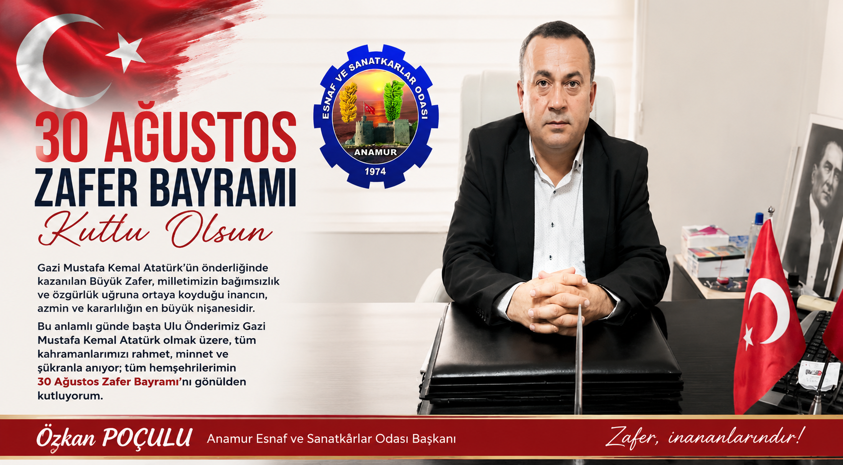 BAŞKAN ÖZKAN POÇULU’DAN 30 AĞUSTOS ZAFER BAYRAMI MESAJI