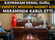 KAYMAKAM KEMAL DURU, YENİ EMNİYET MÜDÜRÜ HAŞMET GÜNAY’I MAKAMINDA KABUL ETTİ