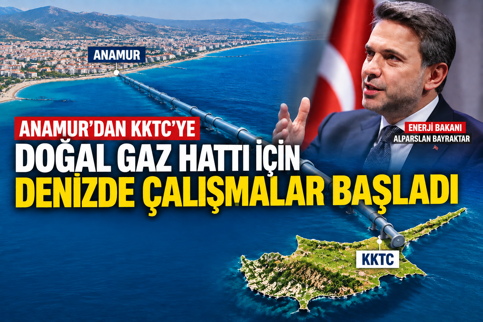 ANAMUR’DAN KKTC’YE DOĞAL GAZ HATTI İÇİN DENİZDE ÇALIŞMALAR BAŞLADI
