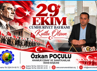 ANAMUR ESNAF VE SANATKÂRLAR ODASI BAŞKANI ÖZKAN POÇULU’DAN 29 EKİM CUMHURİYET BAYRAMI MESAJI