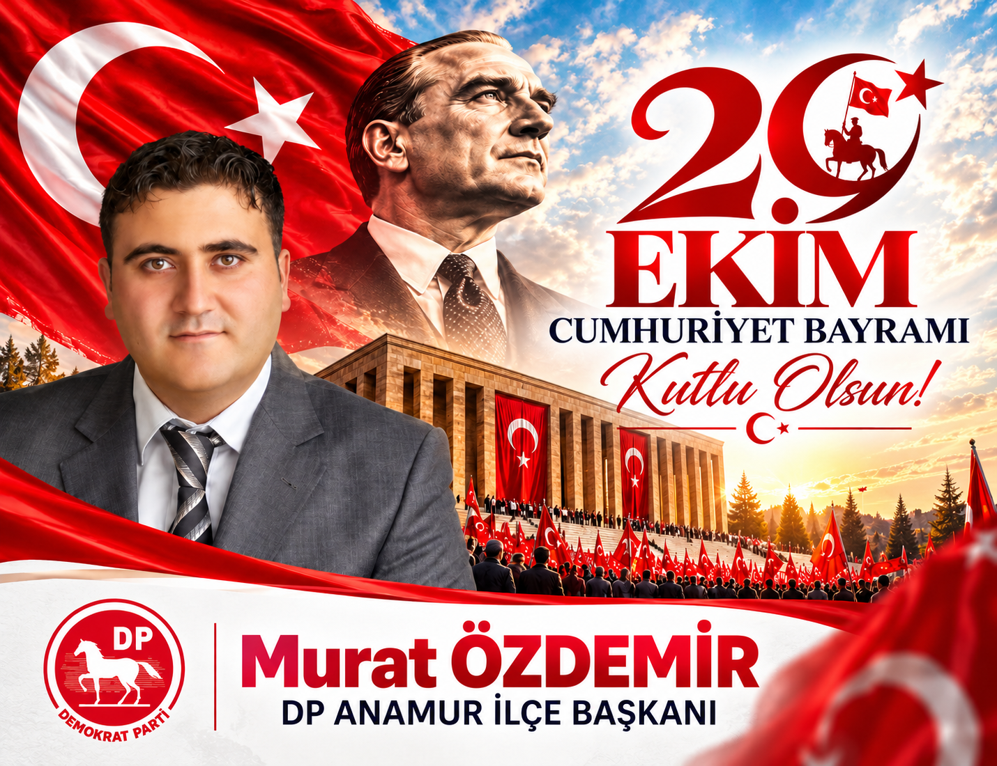 DP İlçe Başkanı Murat ÖZDEMİR 29 Ekim kutlama mesajı