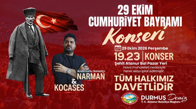 ANAMUR BELEDİYE BAŞKANI DURMUŞ DENİZ’İN 29 EKİM CUMHURİYET BAYRAMI KUTLAMA MESAJI