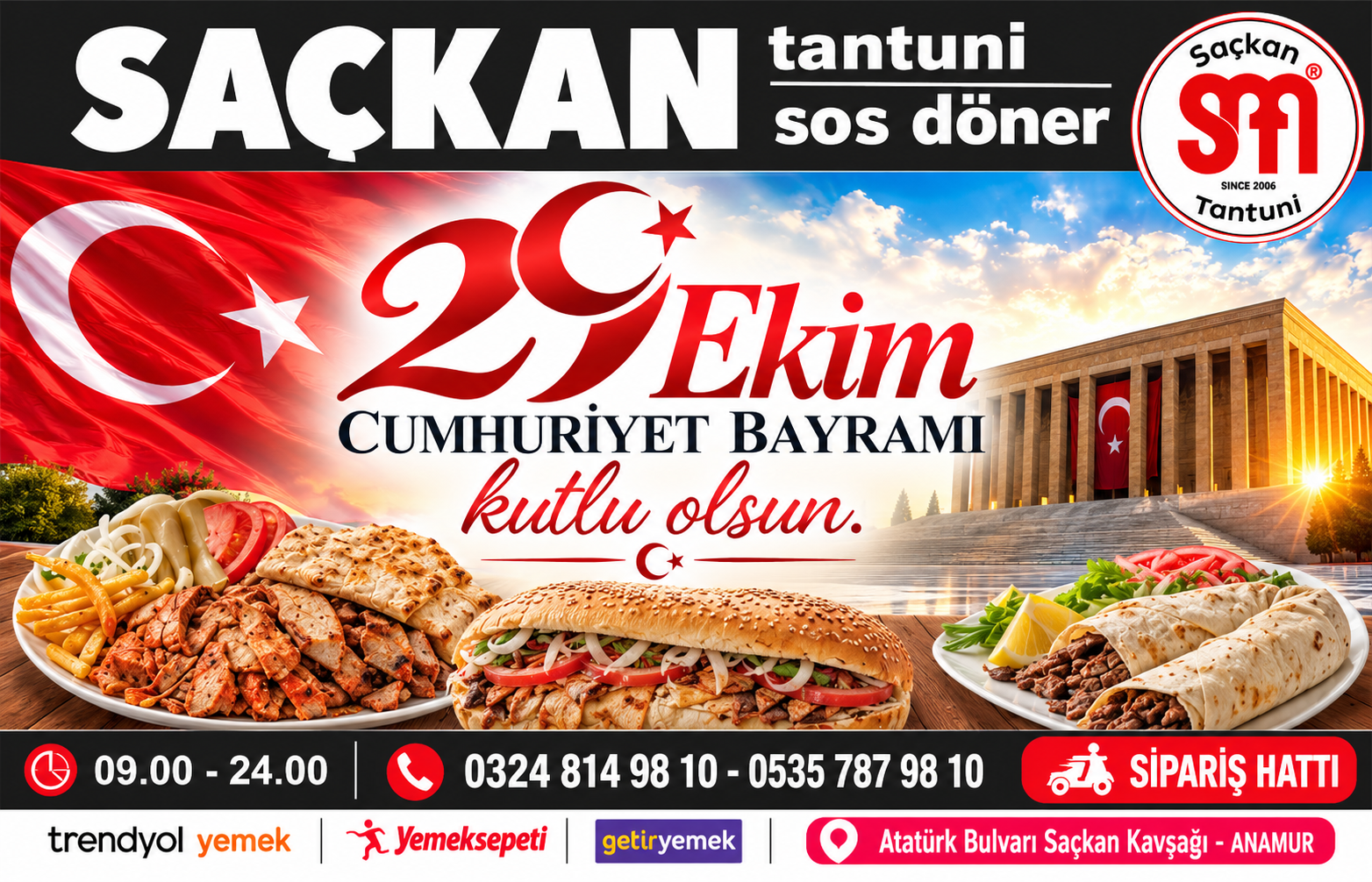 Saçkan Tantuni 29 Ekim Kutlama mesajı