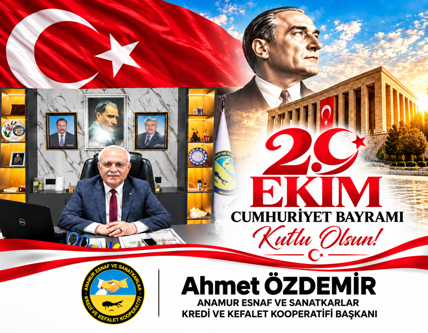 BAŞKAN AHMET ÖZDEMİR’DEN CUMHURİYETİMİZİN 103. YILINA ÖZEL KUTLAMA MESAJI
