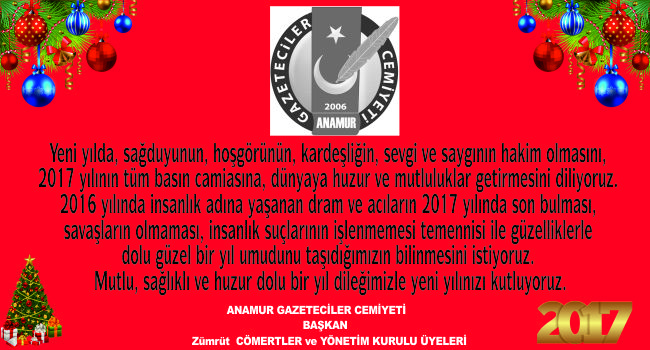 ANAMUR GAZETECİLER CEMİYETİ YENİ YIL MESAJI