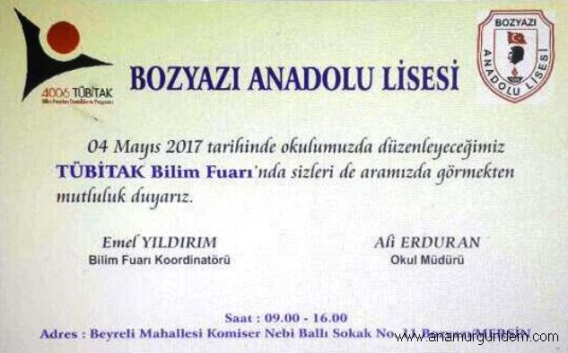 BOZYAZI ANADOLU LİSESİNDEN BİLİM FUARINA DAVET